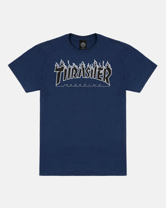 Thrasher Flame Logo Tee Navy/Black