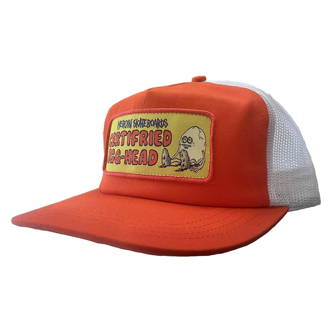 HEROIN CERTIFRIED EGG HEAD TRUCKER HAT - ORANGE