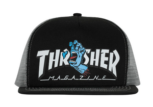 Thrasher Screaming Logo Trucker Santa Cruz Hat Black