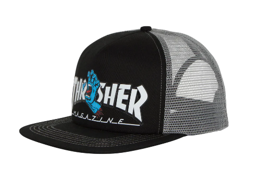 Thrasher Screaming Logo Trucker Santa Cruz Hat Black